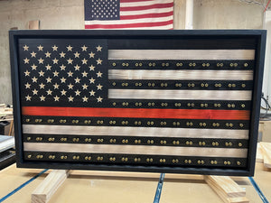 Challenge Coin Display Wooden American Flags