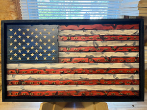 Challenge Coin Display Wooden American Flags