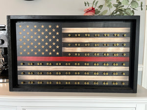 Challenge Coin Display Wooden American Flags