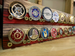 Challenge Coin Display Wooden American Flags