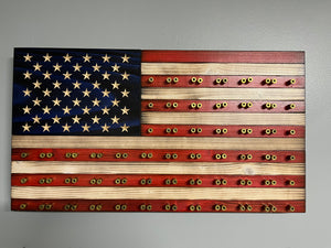 Challenge Coin Display Wooden American Flags