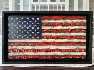 Challenge Coin Display Wooden American Flags