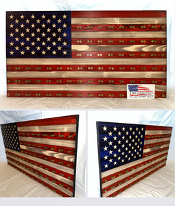 Challenge Coin Display Wooden American Flags